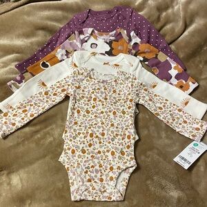 Carter's Purple and Cream Floral 4 pc Bodysuit Set